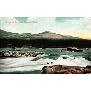 Bridge‎ of the Gods Columbia River Vintage Postcard Rapids and Mountains